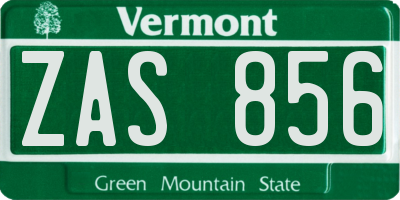 VT license plate ZAS856