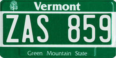 VT license plate ZAS859