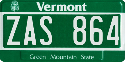 VT license plate ZAS864