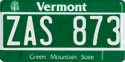 VT license plate ZAS873