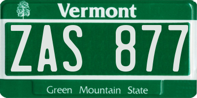 VT license plate ZAS877