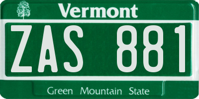 VT license plate ZAS881