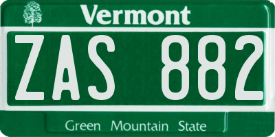VT license plate ZAS882