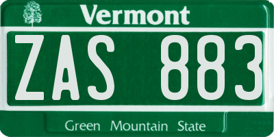VT license plate ZAS883