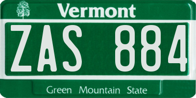 VT license plate ZAS884