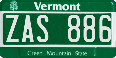 VT license plate ZAS886