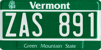 VT license plate ZAS891