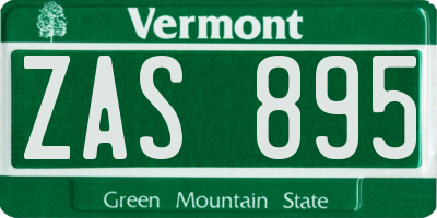 VT license plate ZAS895