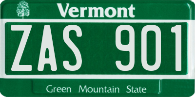 VT license plate ZAS901