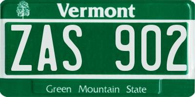 VT license plate ZAS902