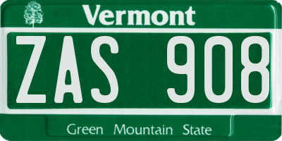 VT license plate ZAS908