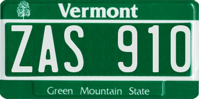 VT license plate ZAS910