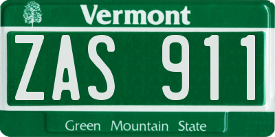 VT license plate ZAS911
