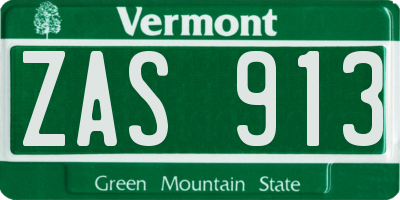 VT license plate ZAS913