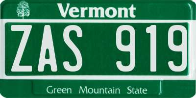 VT license plate ZAS919