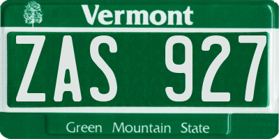 VT license plate ZAS927