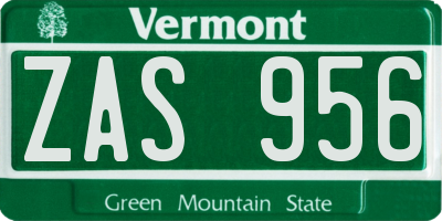 VT license plate ZAS956