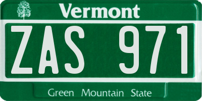 VT license plate ZAS971