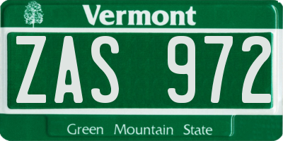 VT license plate ZAS972