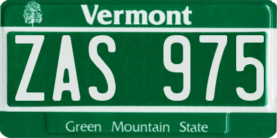 VT license plate ZAS975
