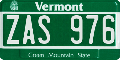 VT license plate ZAS976