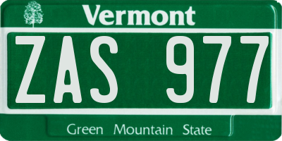 VT license plate ZAS977