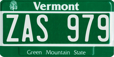 VT license plate ZAS979