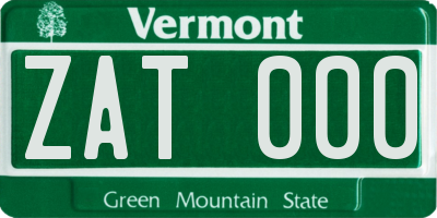 VT license plate ZAT000