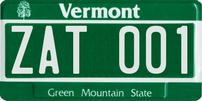 VT license plate ZAT001
