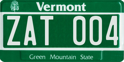 VT license plate ZAT004