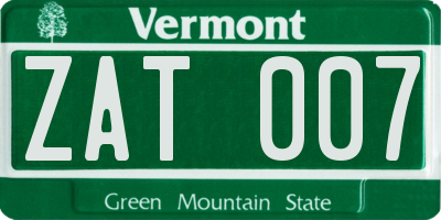 VT license plate ZAT007