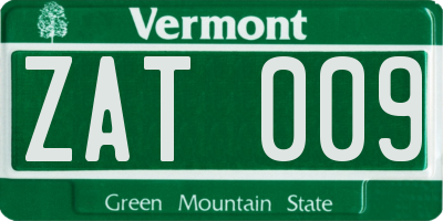 VT license plate ZAT009