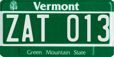 VT license plate ZAT013