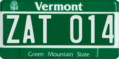 VT license plate ZAT014