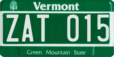 VT license plate ZAT015