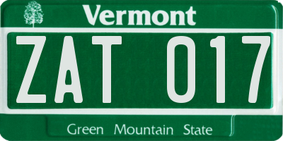 VT license plate ZAT017