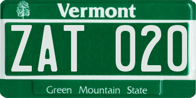 VT license plate ZAT020