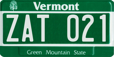 VT license plate ZAT021