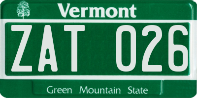 VT license plate ZAT026