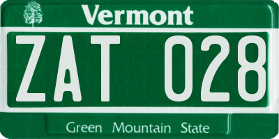 VT license plate ZAT028