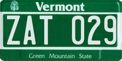 VT license plate ZAT029