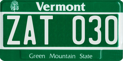 VT license plate ZAT030