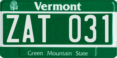 VT license plate ZAT031