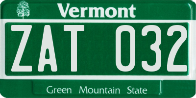 VT license plate ZAT032