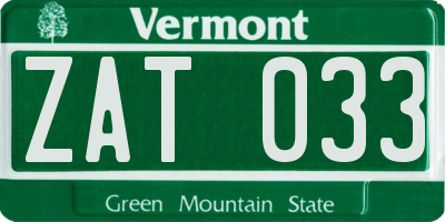 VT license plate ZAT033