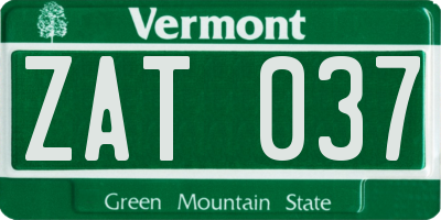 VT license plate ZAT037