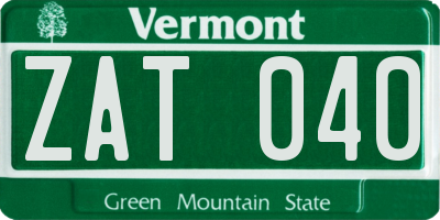 VT license plate ZAT040