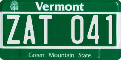 VT license plate ZAT041