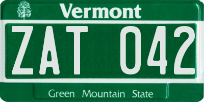 VT license plate ZAT042