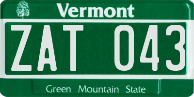 VT license plate ZAT043